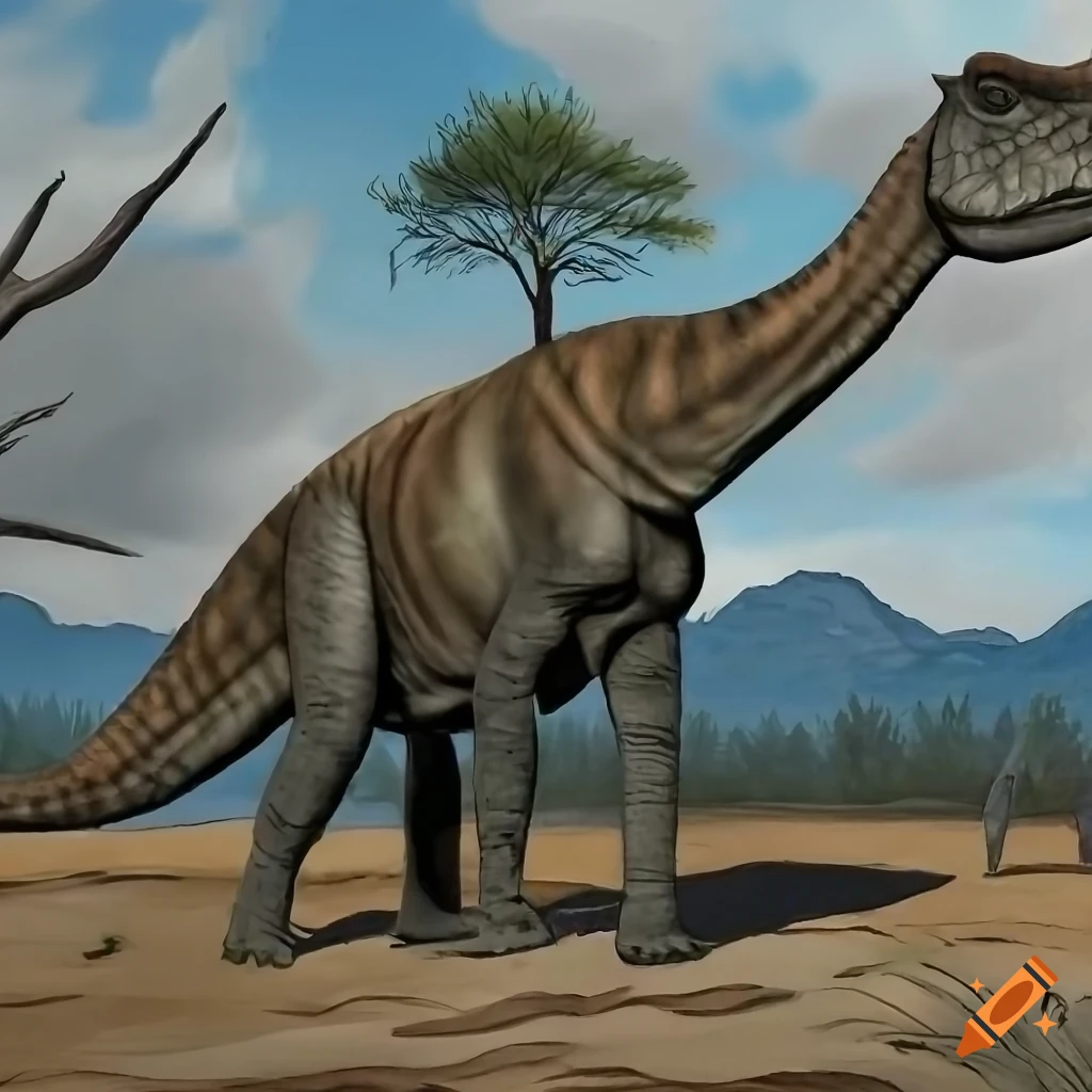 Hadrosaurus dinosaur with textured skin in rear view