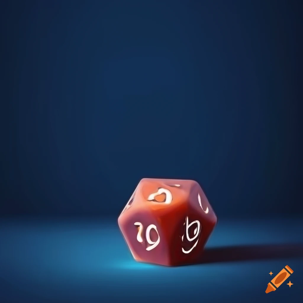 dark blue background with flaming dice and runes
