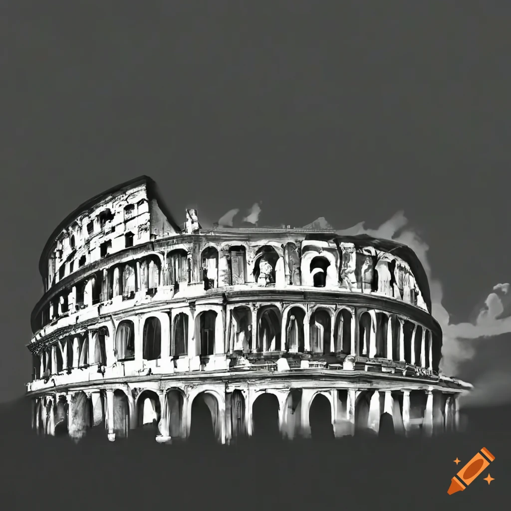 vista of Colosseum from afar towards the sky