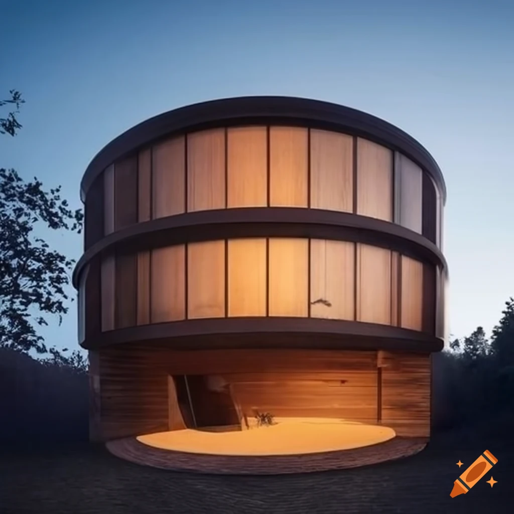 modern house with rounded corners made of solid wood