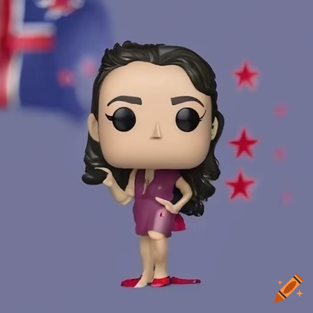 funko pop of Jacinda Ardern with New Zealand flag