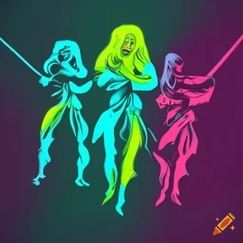 neon-colored female ninjas