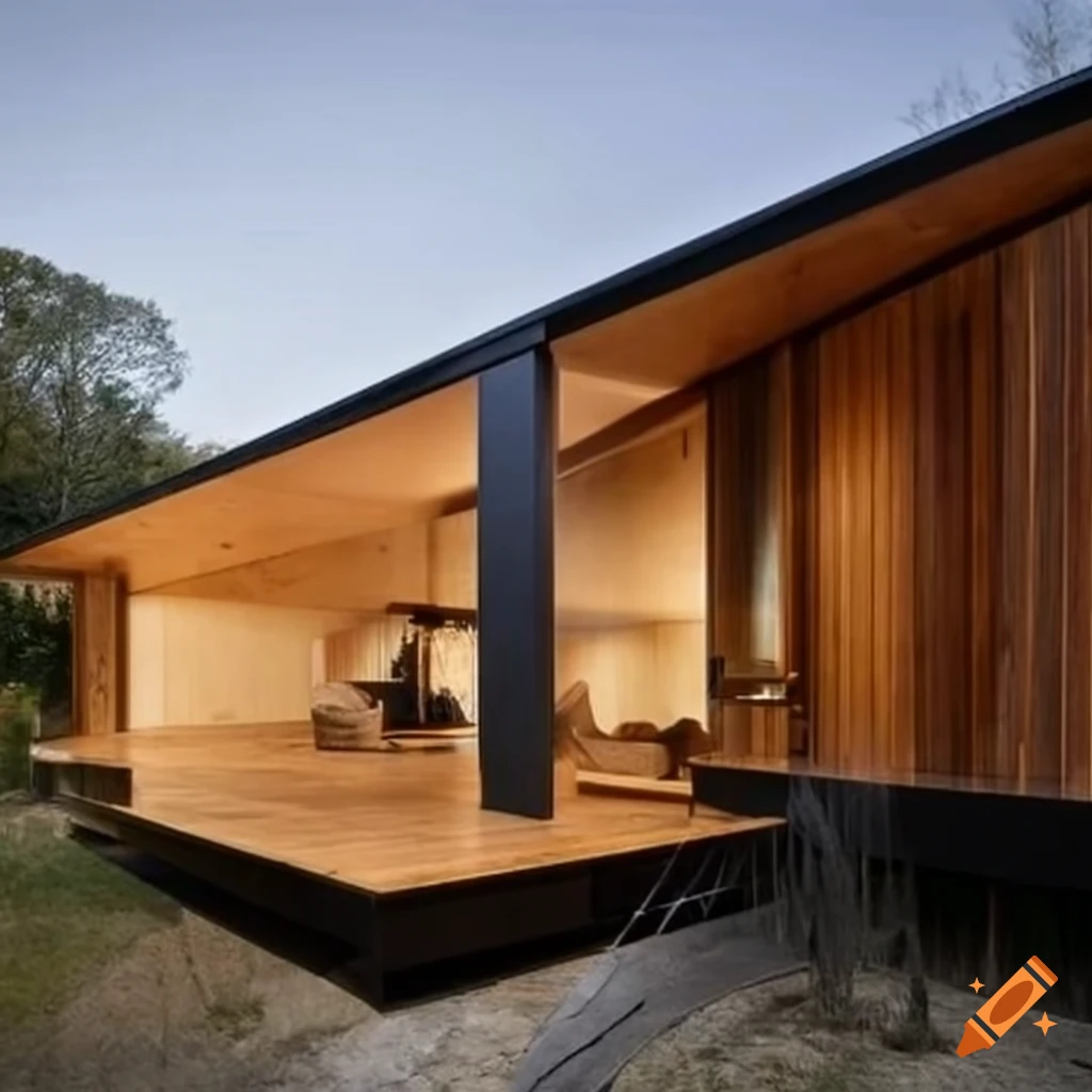 extravagant modern house made of solid wood