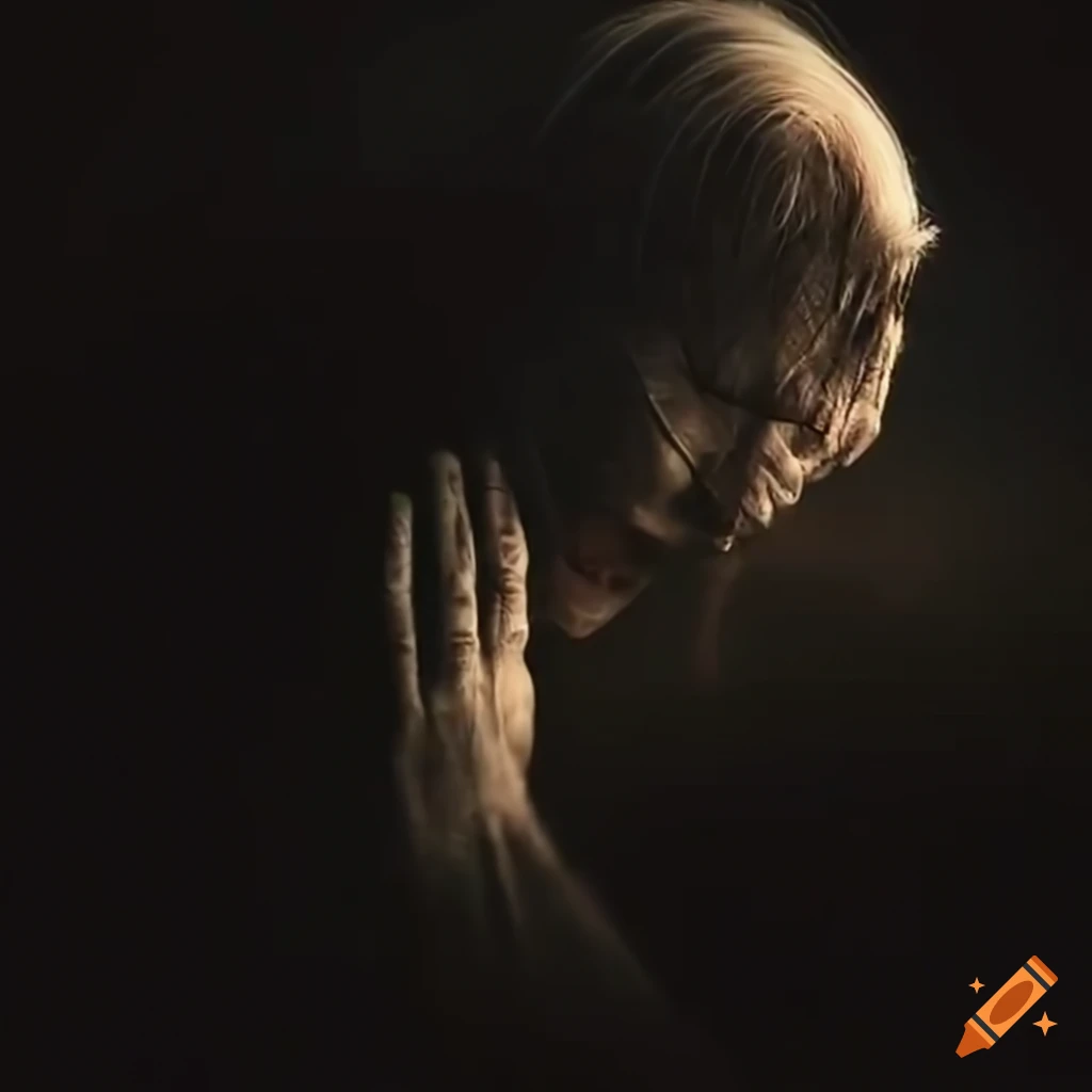 image of a person in a field mourning