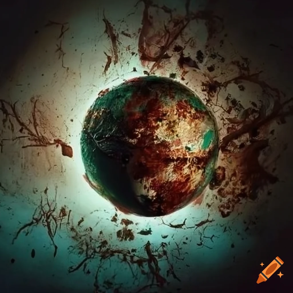 Surreal depiction of a decaying world on Craiyon