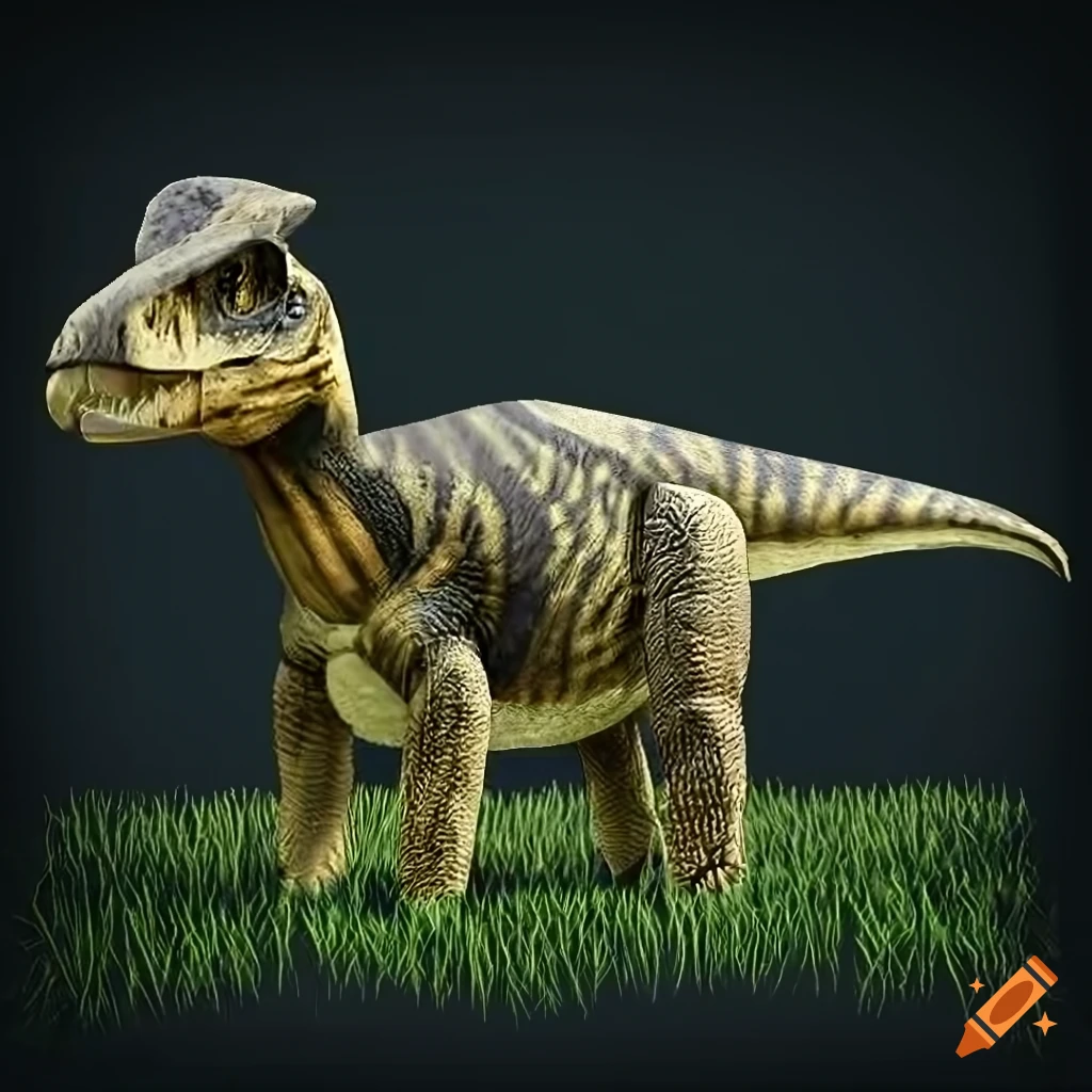 vibrantly colored duckbilled Hadrosaur dinosaur