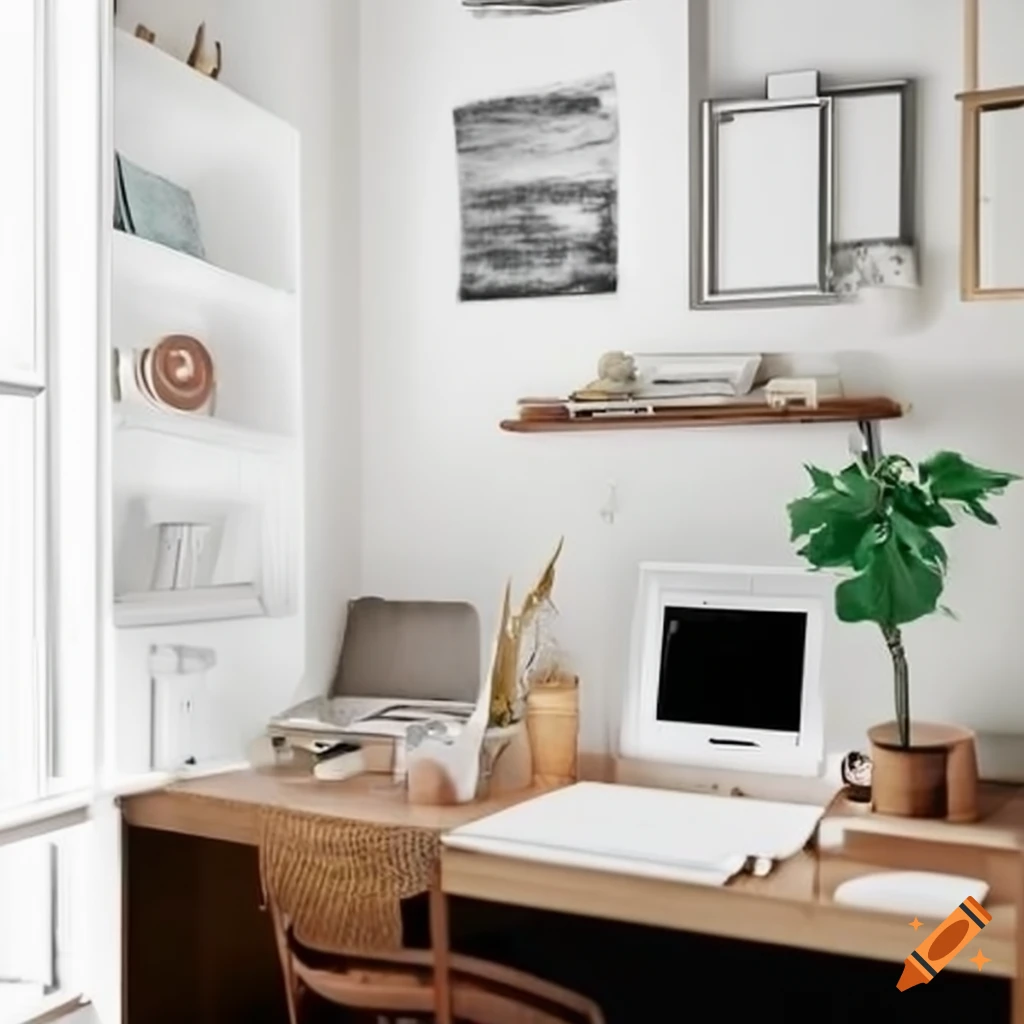 white study room with a study desk