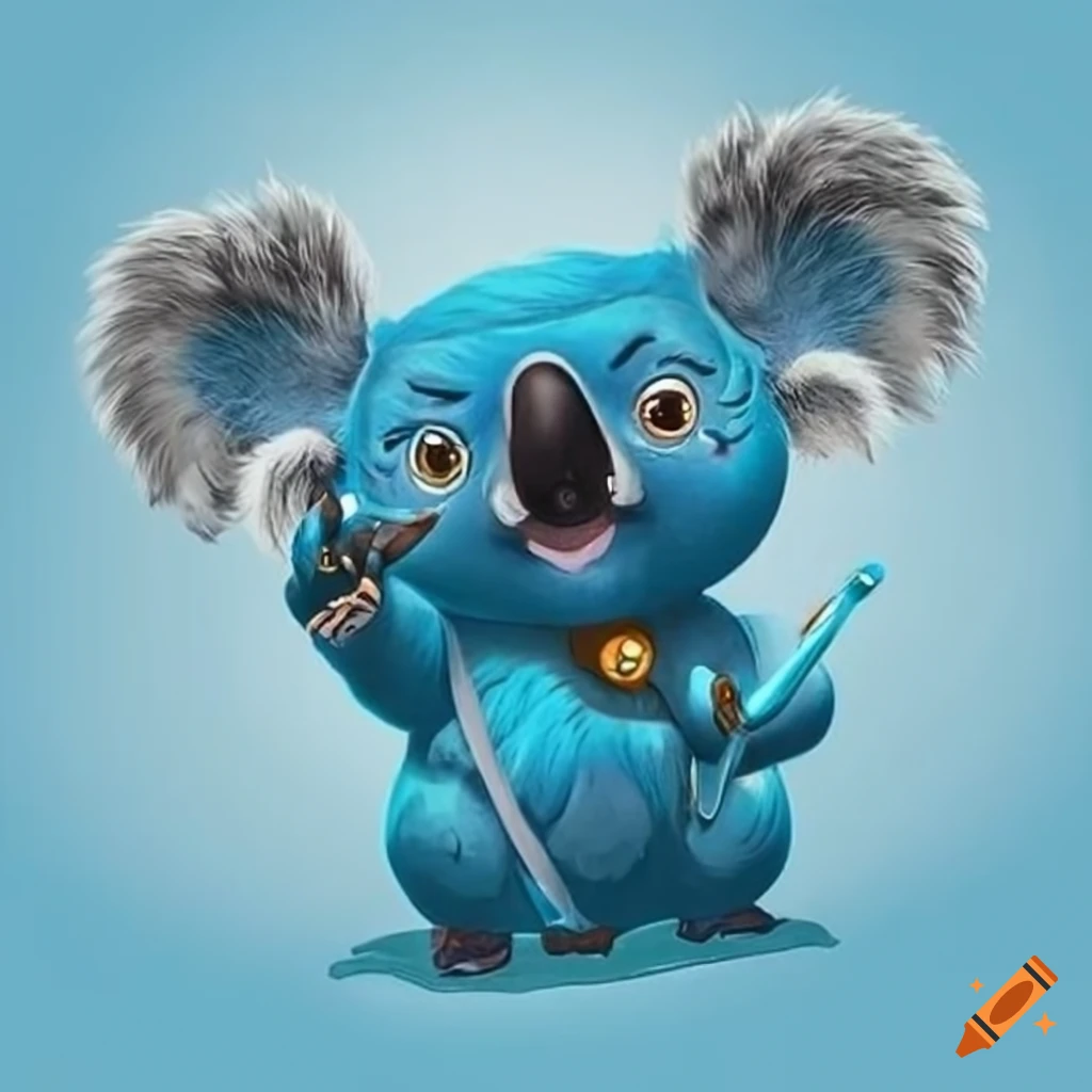 blue Koala wizard illustration