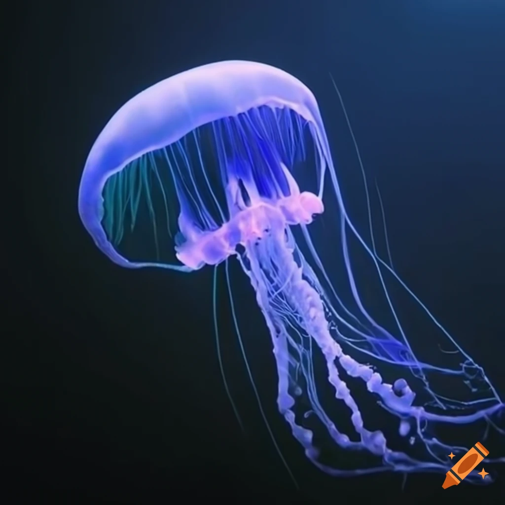 glowing jellyfish in a dark environment
