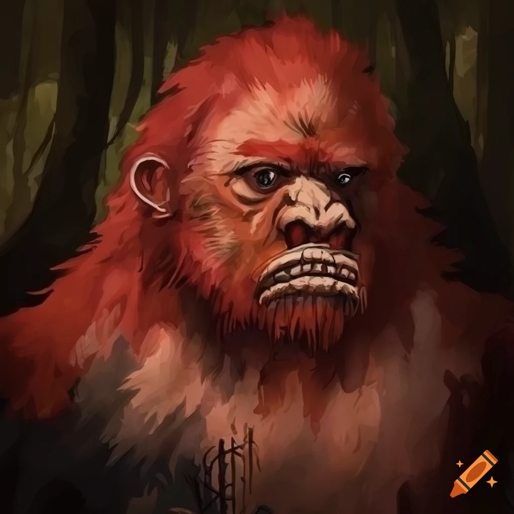 colorless aquarel portrait of a heroic fantasy bigfoot