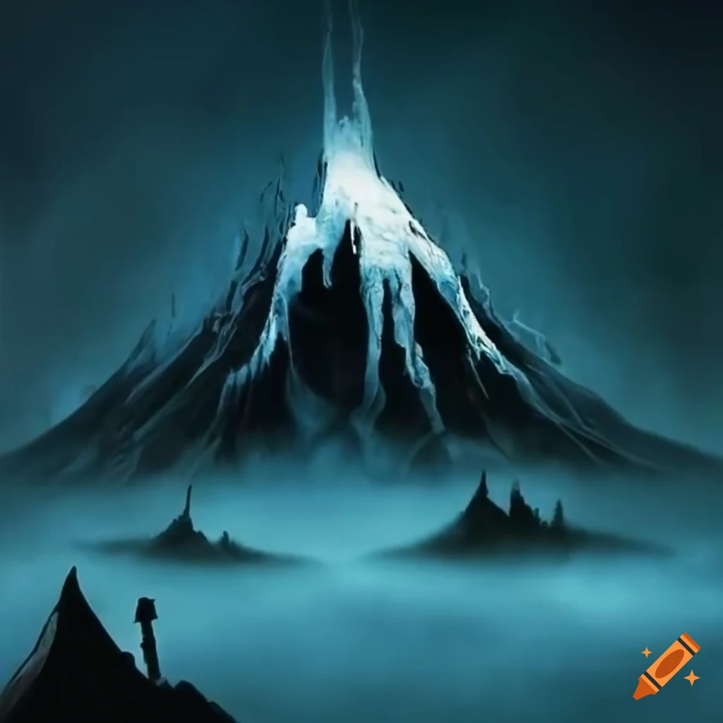 Tim Burton style mountain artwork