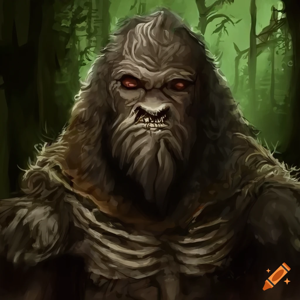 black and white portrait of a bigfoot warrior in bone armor
