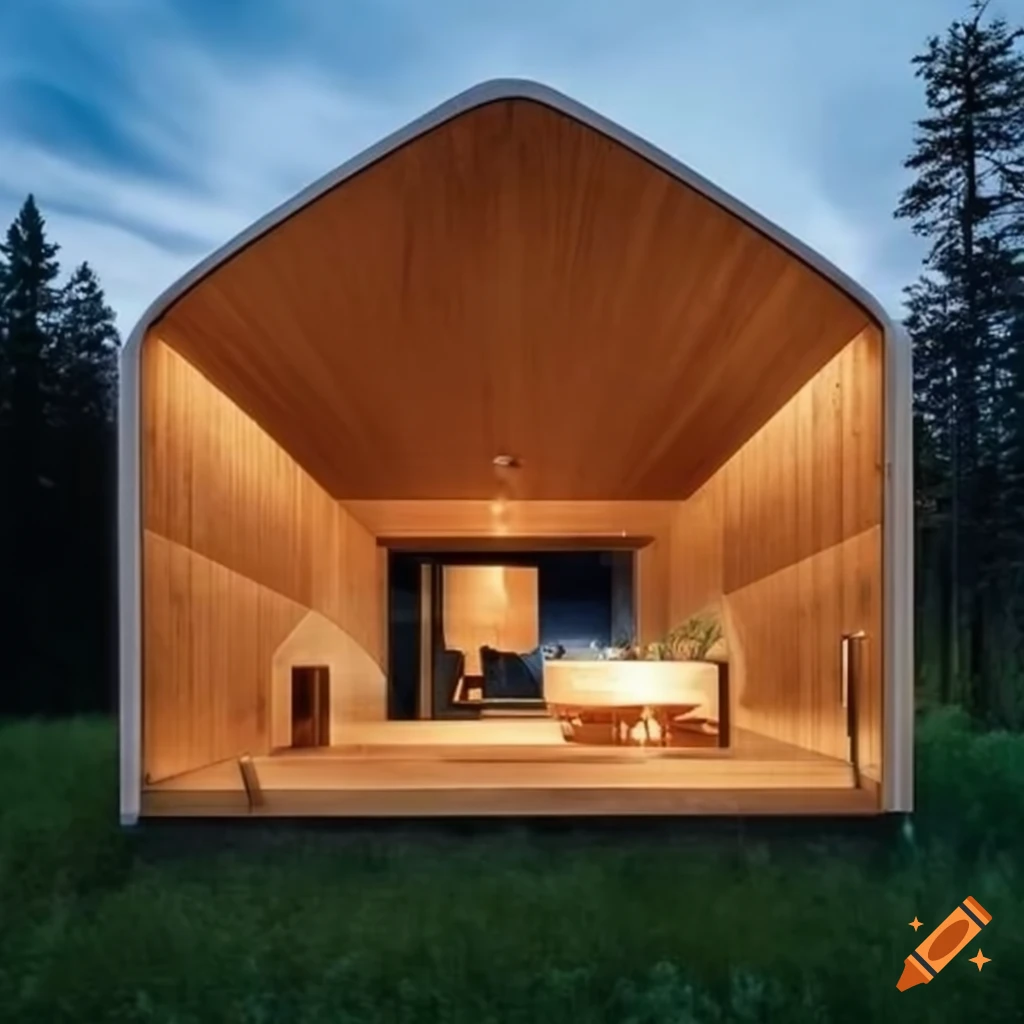 modern house with solid wood construction and rounded corners