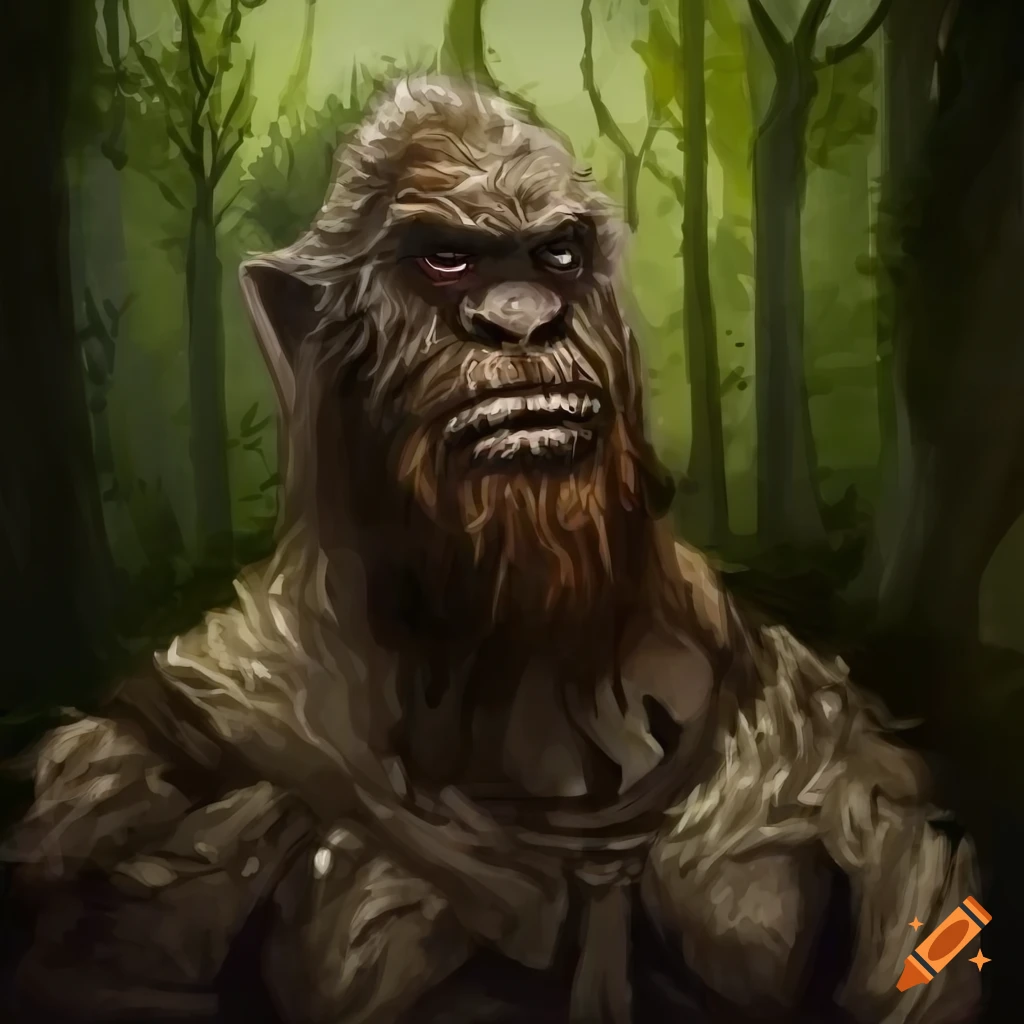 colorless aquarel of a bigfoot in bone armor