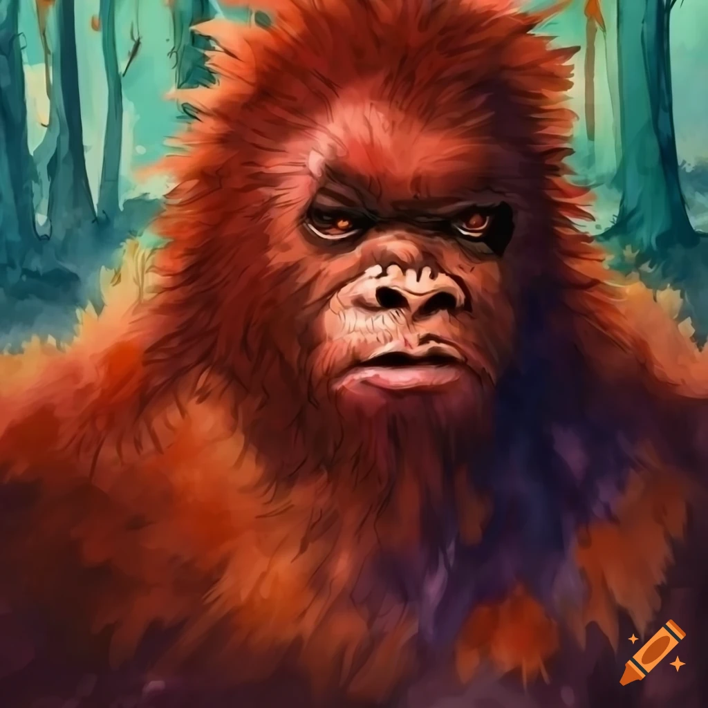 colorless aquarel portrait of a heroic fantasy bigfoot