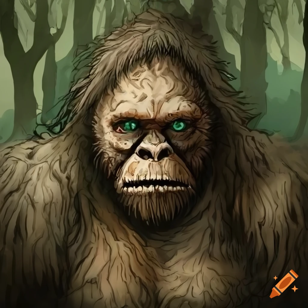 colorless aquarelle of a heroic fantasy bigfoot