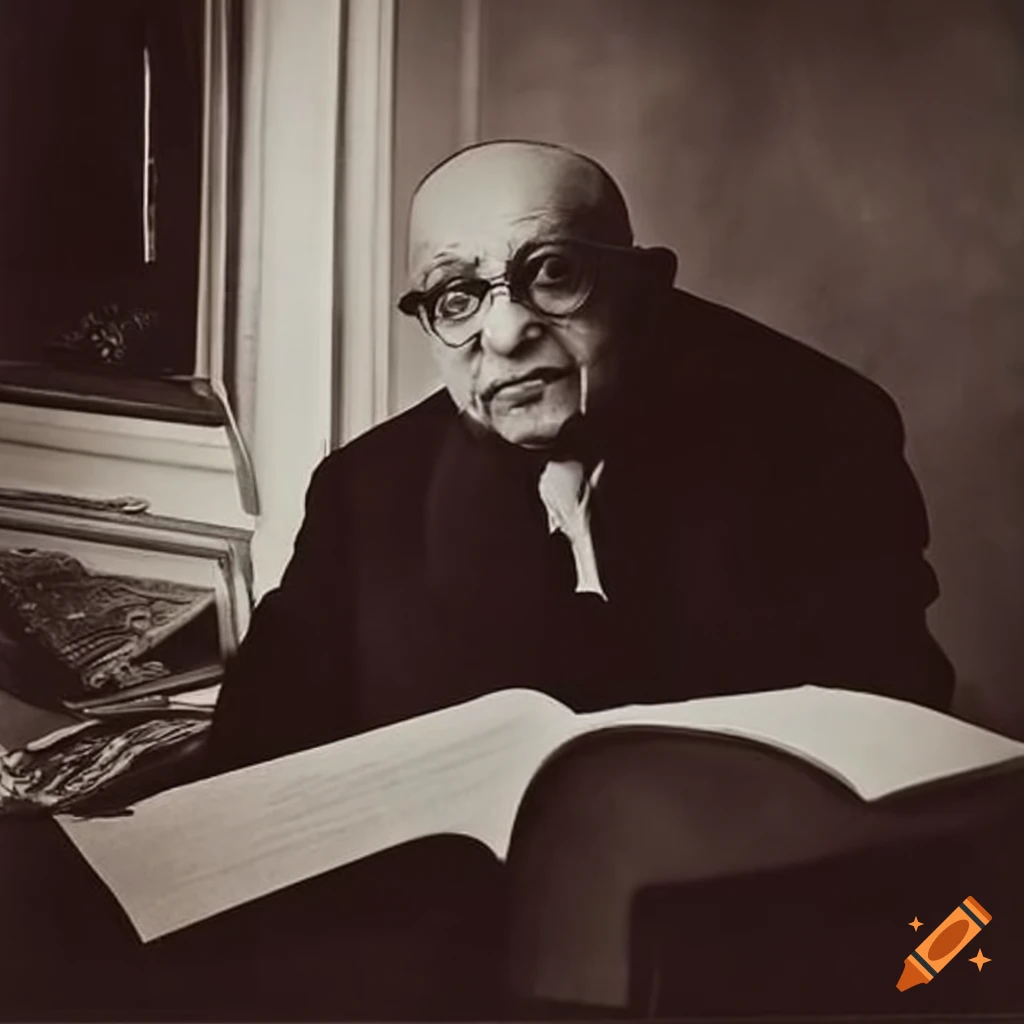Naguib Mahfouz writing at his desk