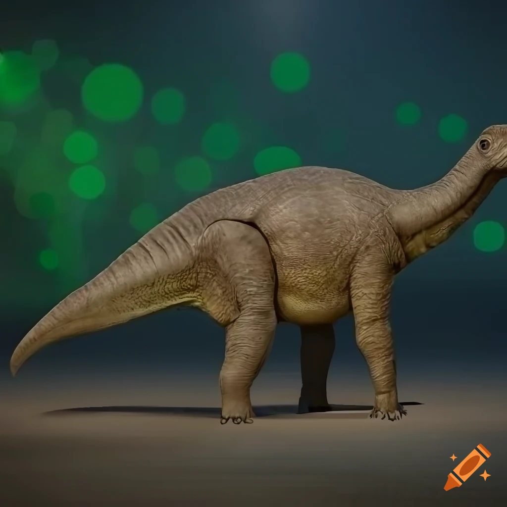 Hadrosaurus dinosaur with textured skin in rear view
