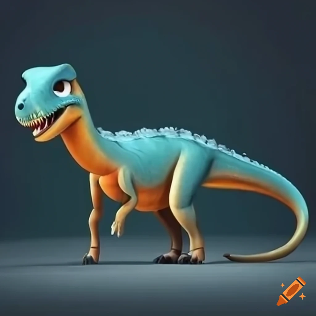 dinosaurio cuello largo animado con cara tierna