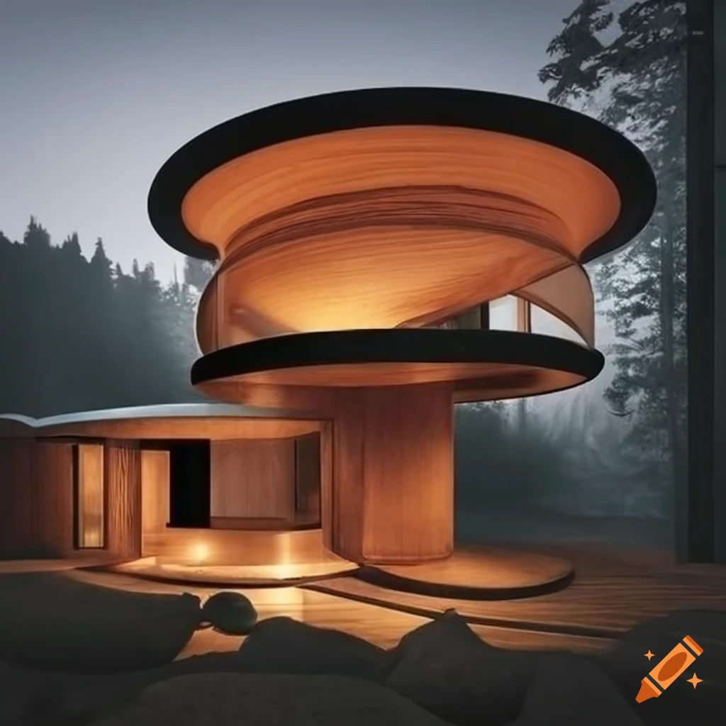 modern house with solid wood construction and rounded corners