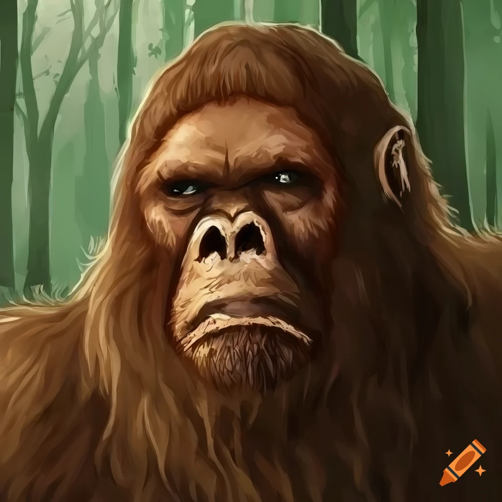 colorless aquarel portrait of a heroic fantasy bigfoot
