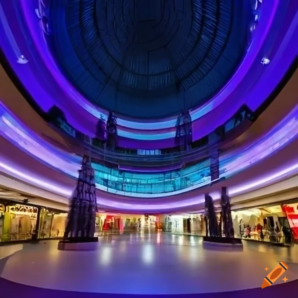 modern mall with glazed circular plaza