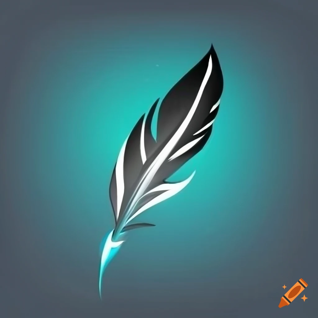 minimalist turquoise blue gradient feather logo