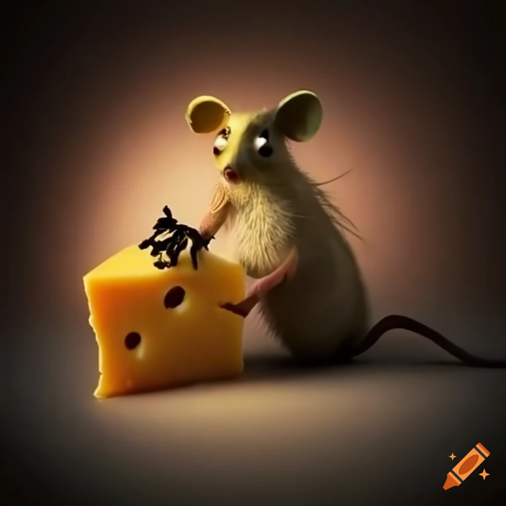 tim burton-style mice with cheese