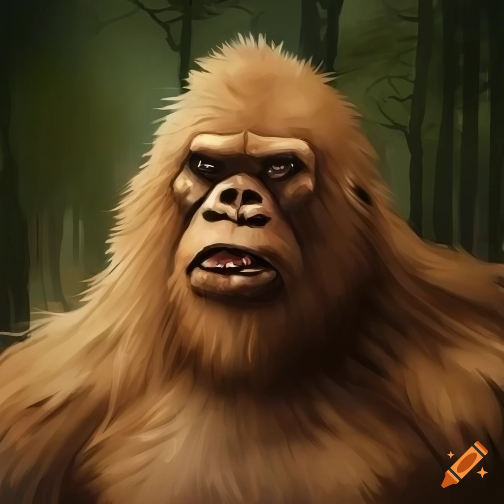 colorless aquarel of a heroic fantasy bigfoot