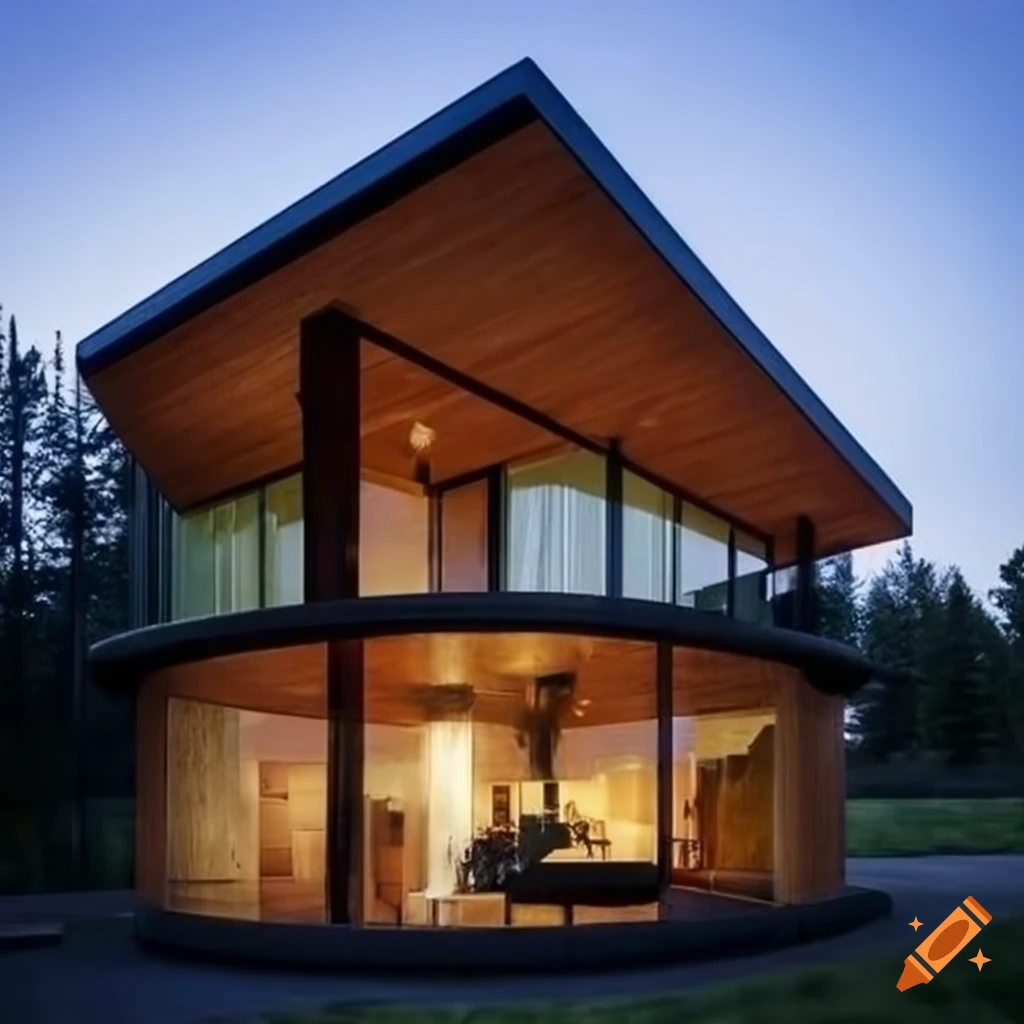 modern house with rounded corners made of solid wood