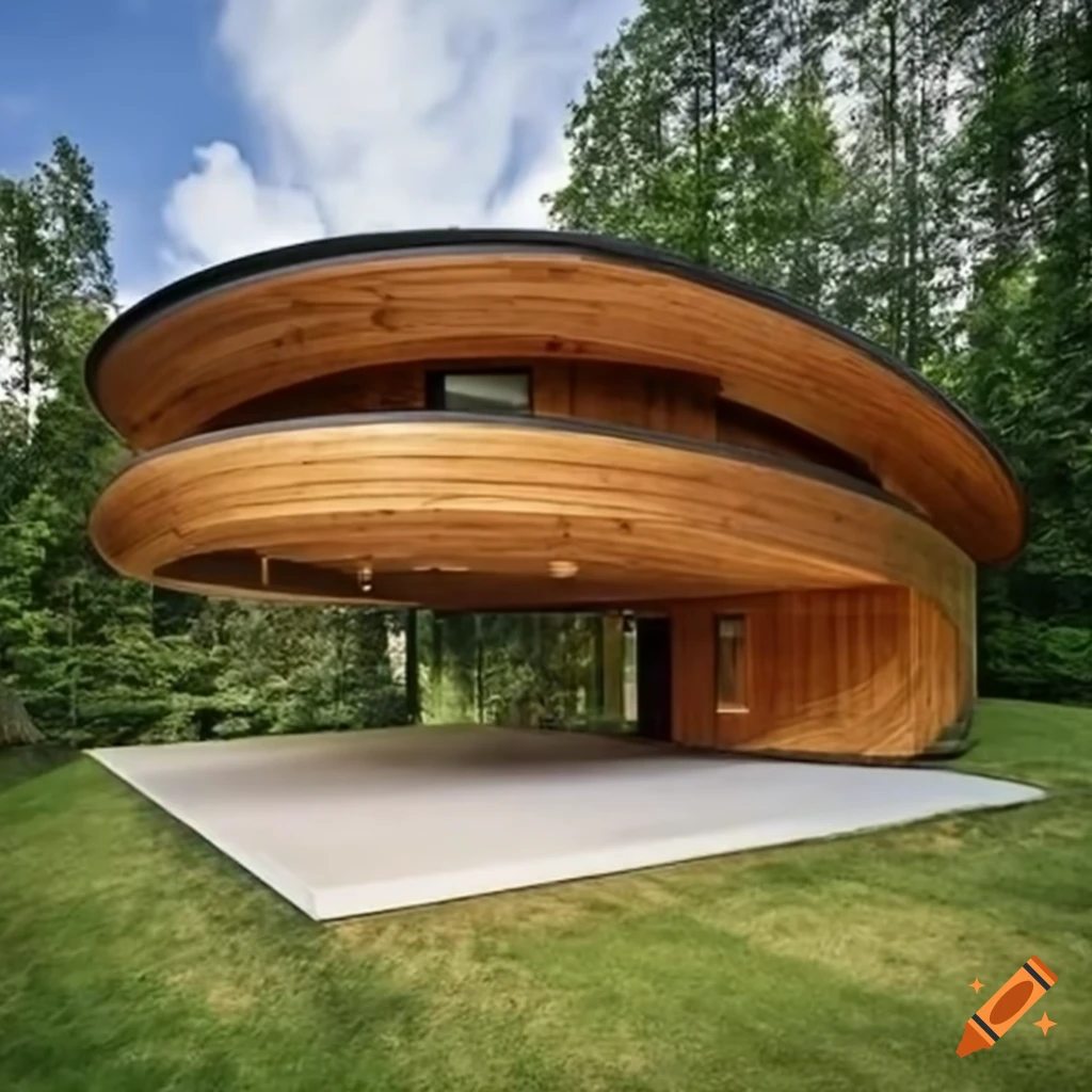modern house with rounded corners made of solid wood