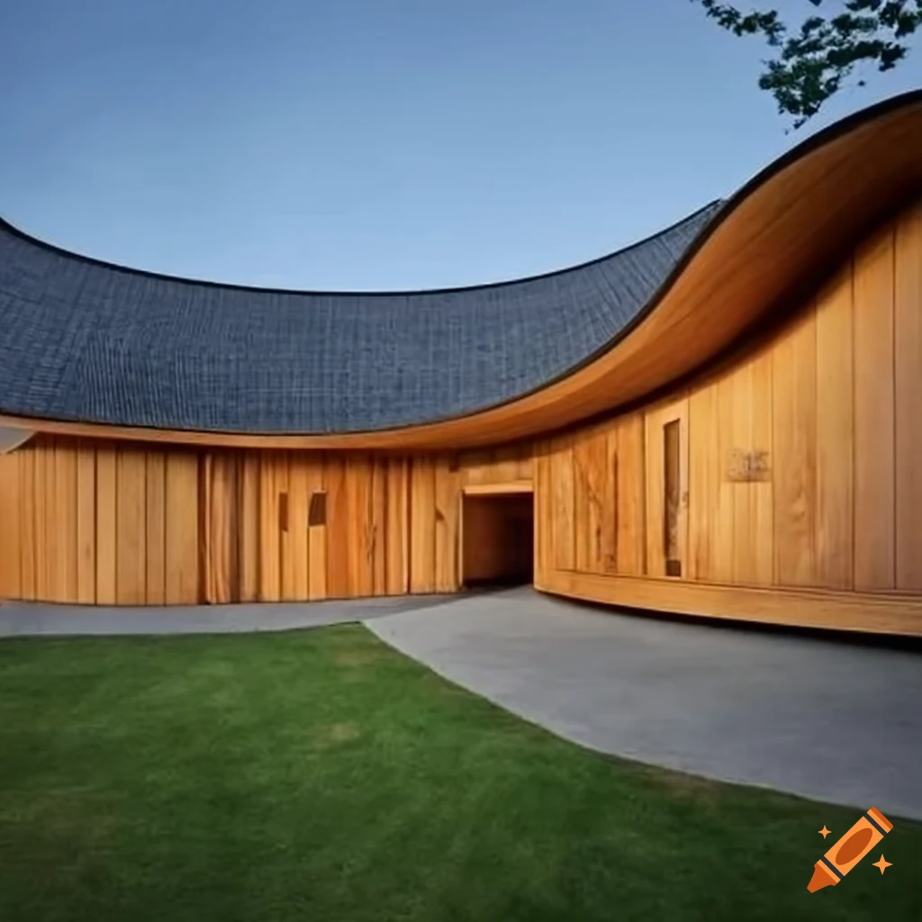 round villa made of solid wood with rounded corners
