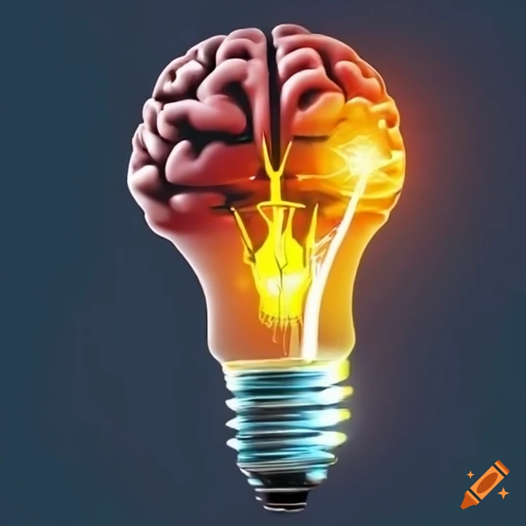 illustration of a lightbulb inside a brain