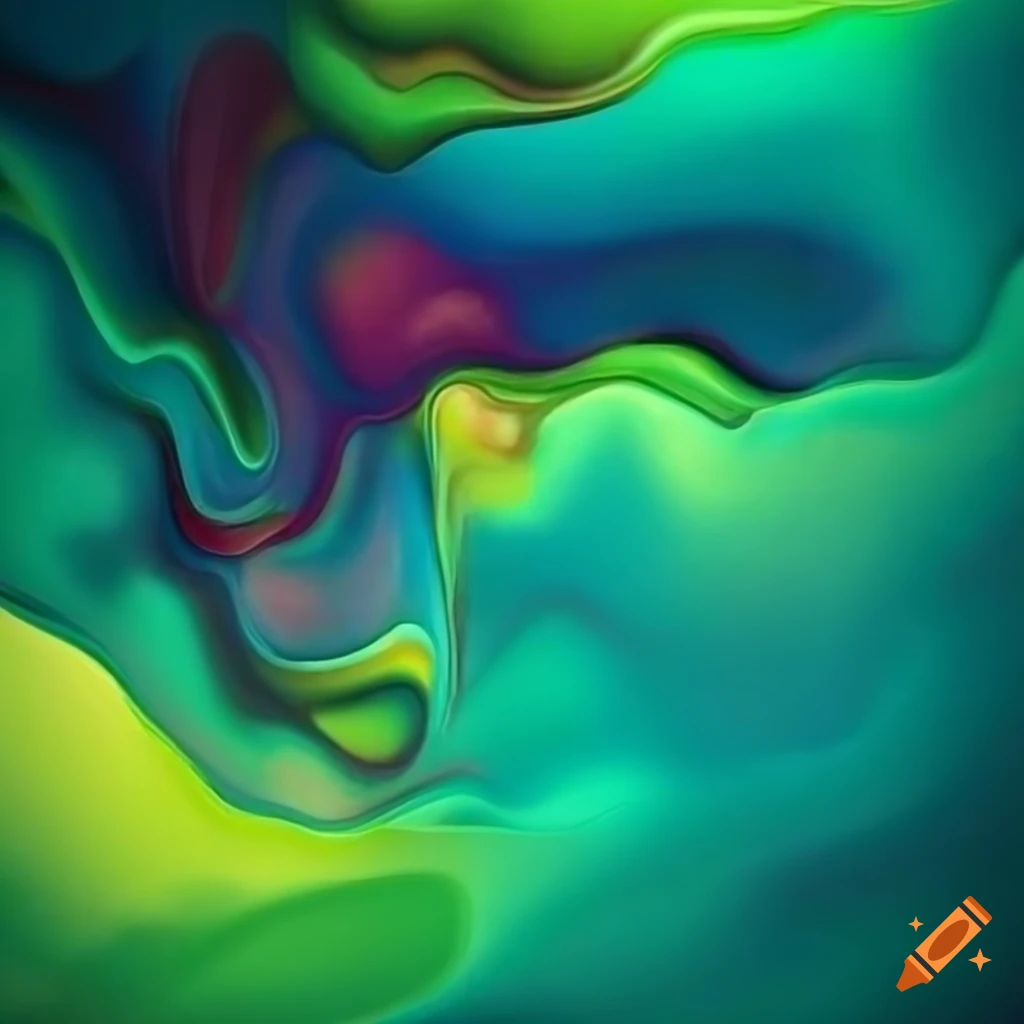 surreal abstract artwork in shades of blue and green