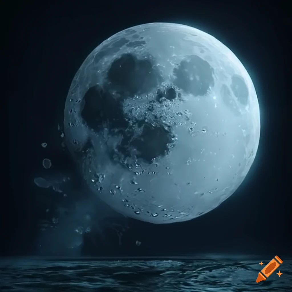 epic black and white image of a moon over water