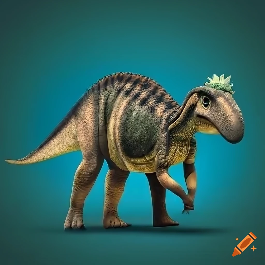 Colorful Hadrosaurus dinosaur with lizard-like pattern