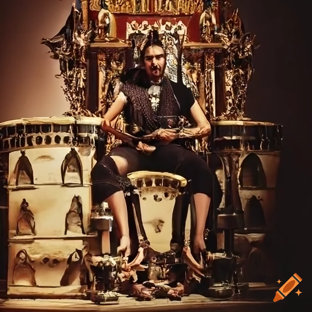 Marco Pitruzzella sitting on a throne of drums