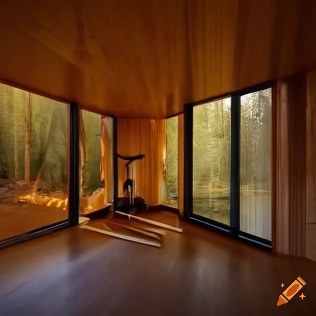 modern house made of solid wood with rounded corners