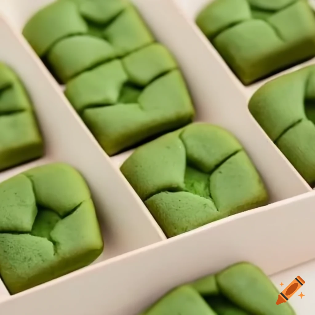 box of delicious matcha square cookies