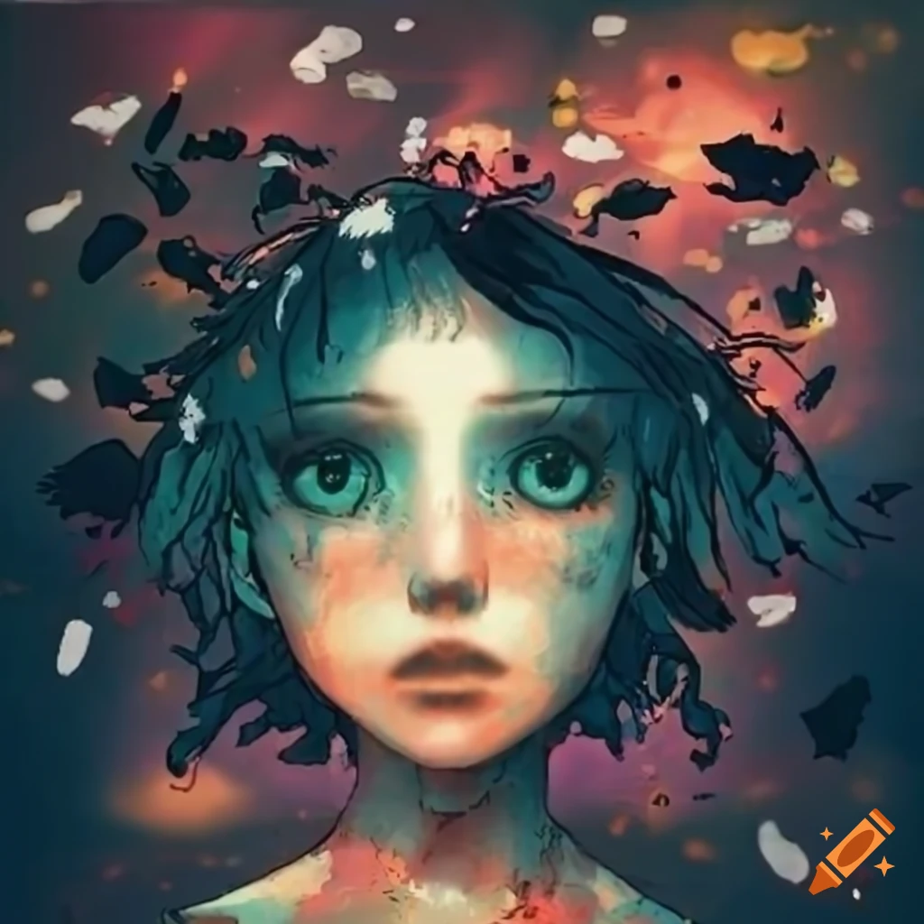 surreal manga artwork inspired by the screen name Pixelated Haiku