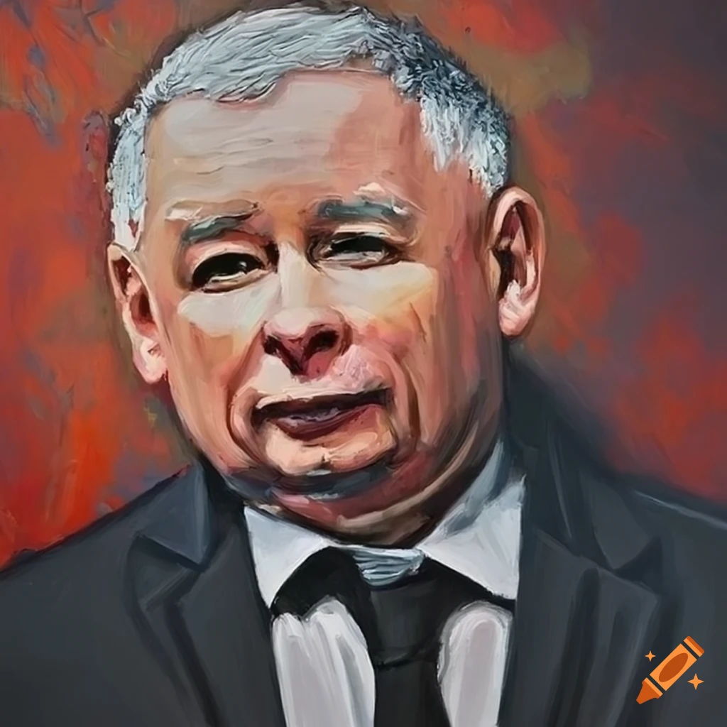 social realist style portrait of Jaroslaw Kaczynski