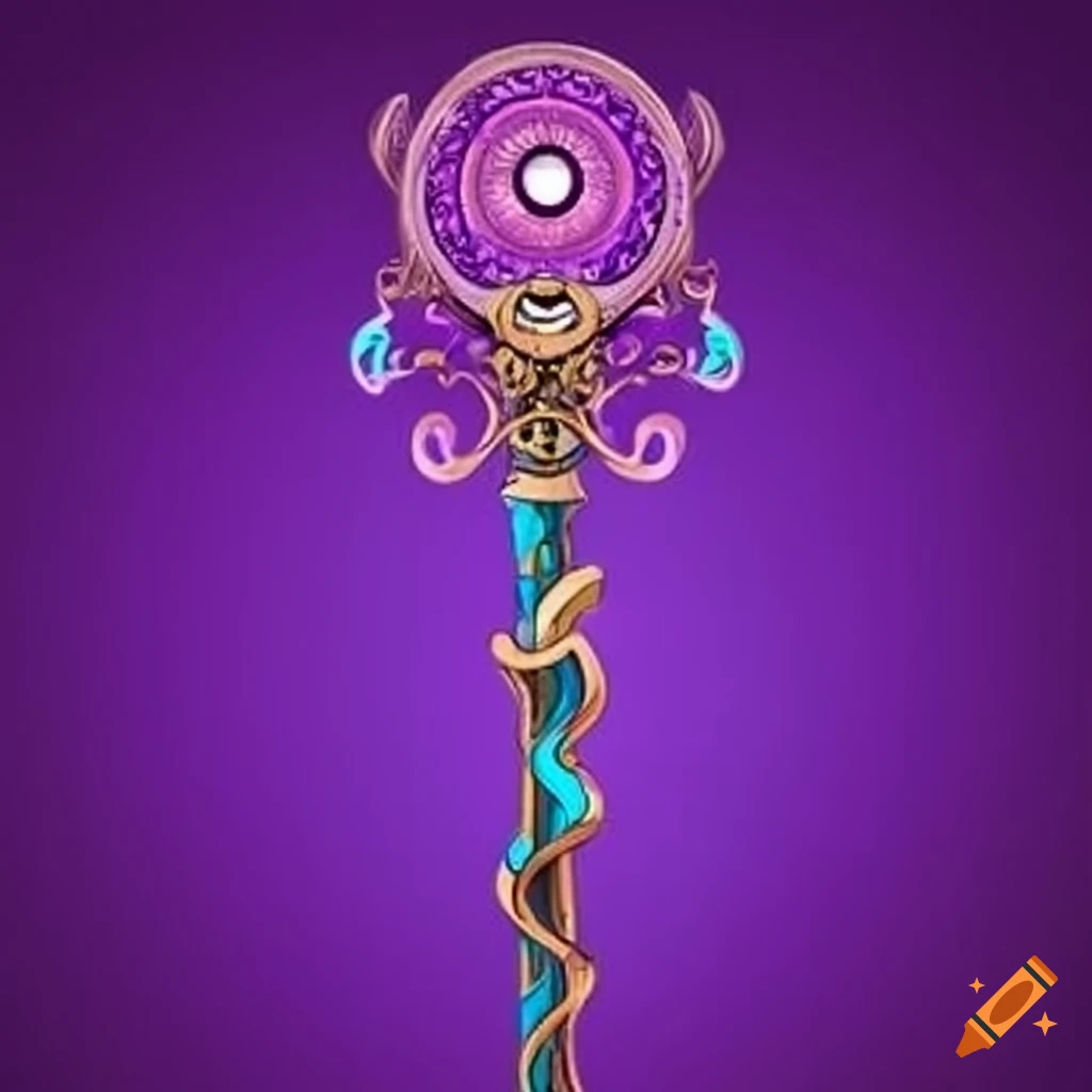 ornate staff with a violet eye