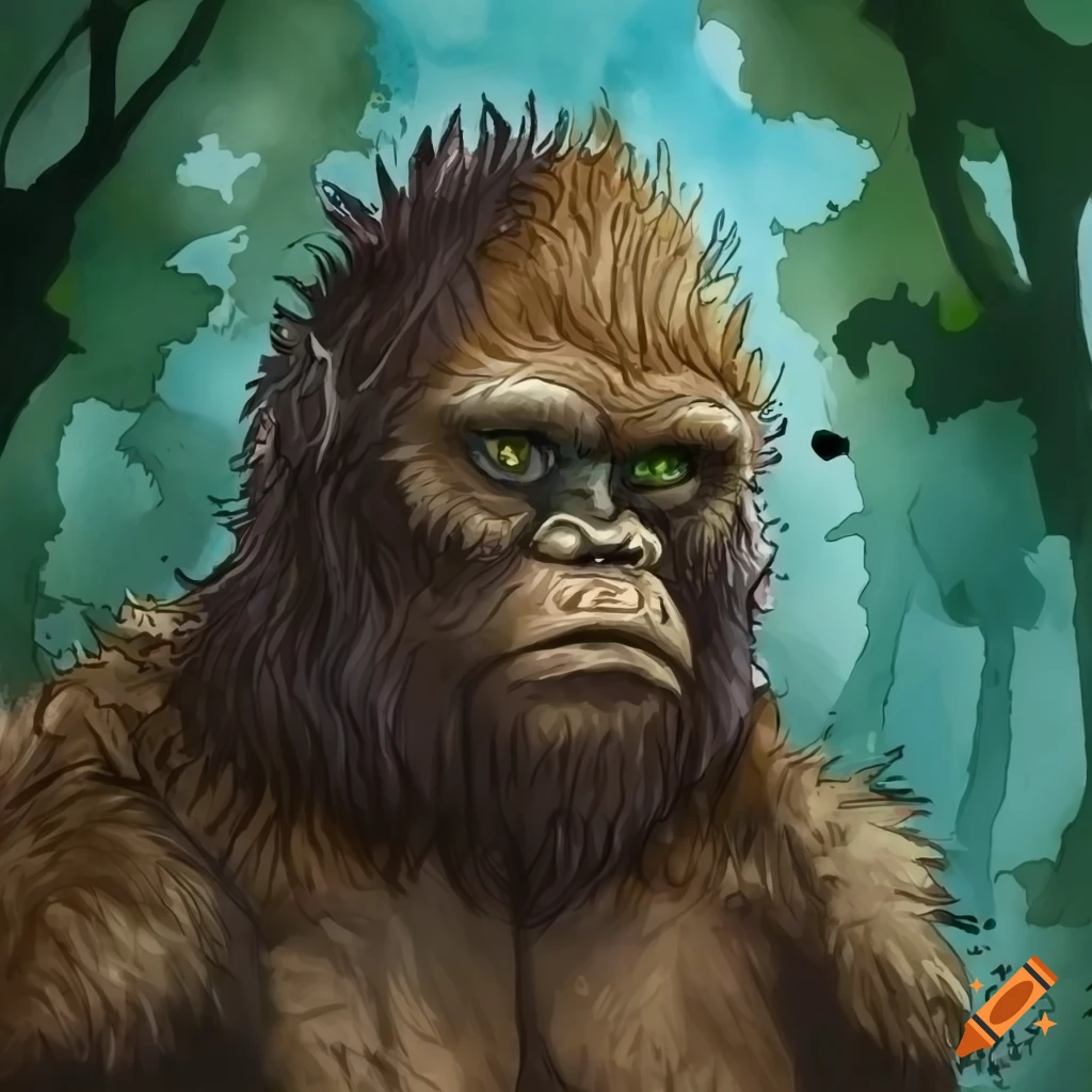 colorless aquarelle portrait of a heroic fantasy bigfoot