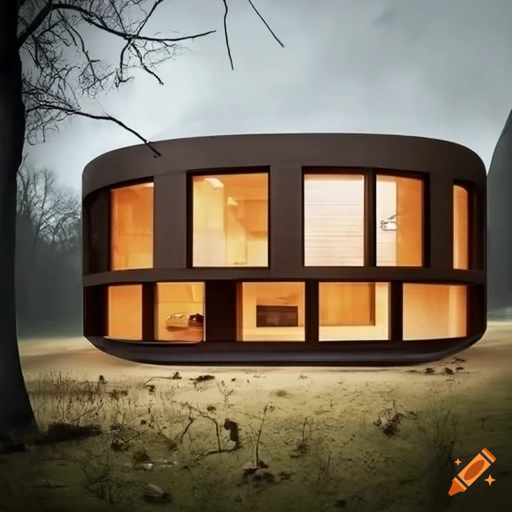 modern house with rounded corners made of solid wood