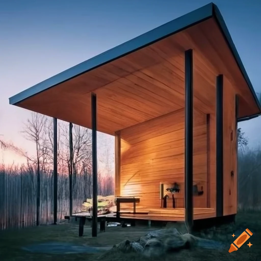 modern wooden house with rounded corners