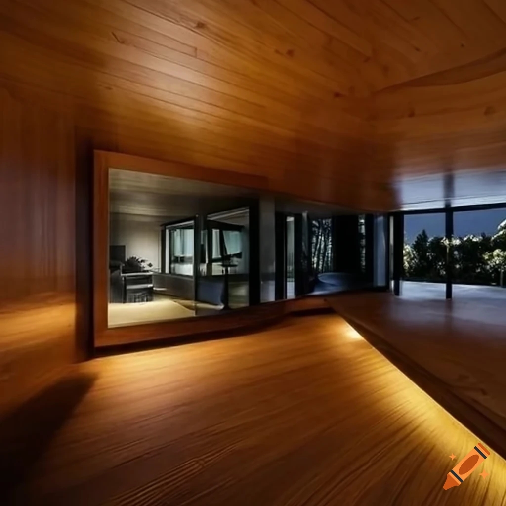 modern house made of solid wood with rounded corners