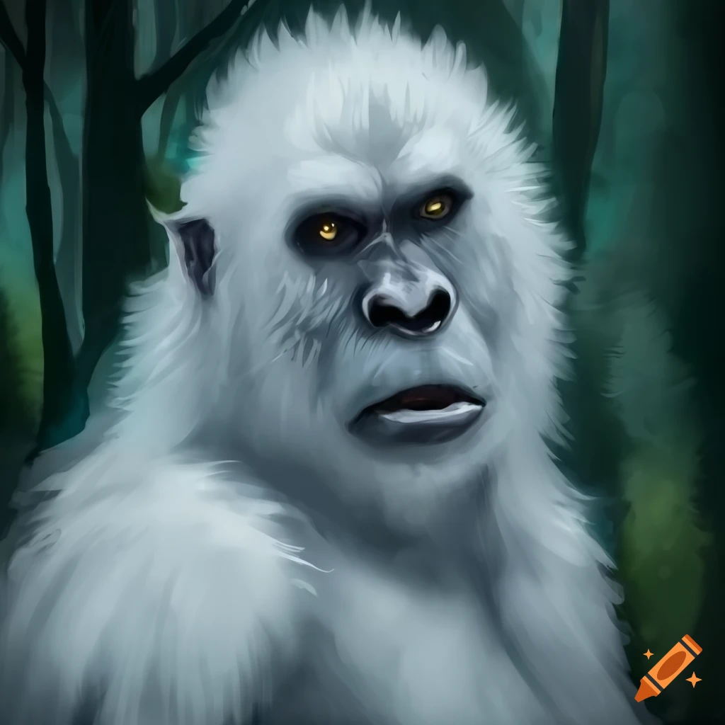 colorless aquarel portrait of a heroic fantasy bigfoot