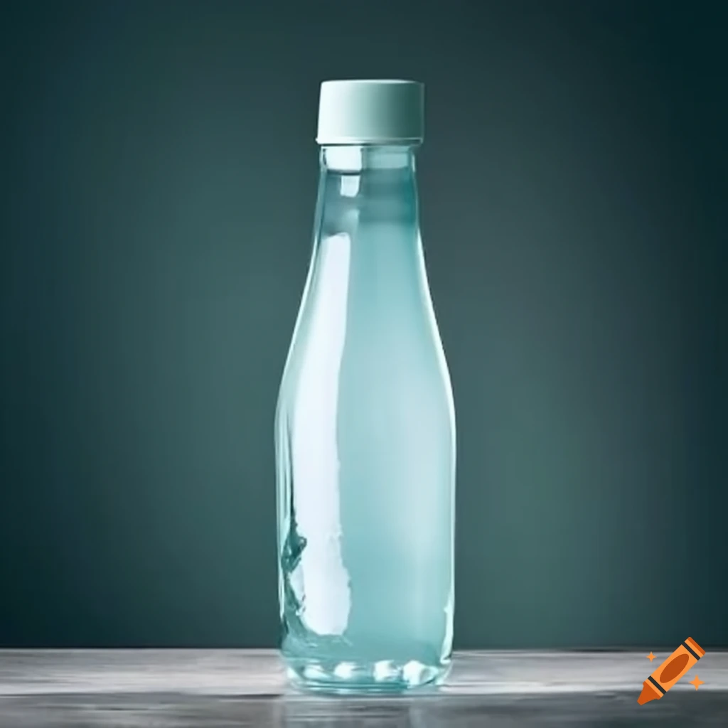 bottle of water on a table in the kitchen
