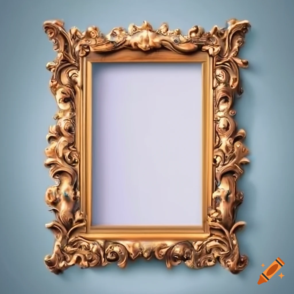 painting of an empty picture frame on white background
