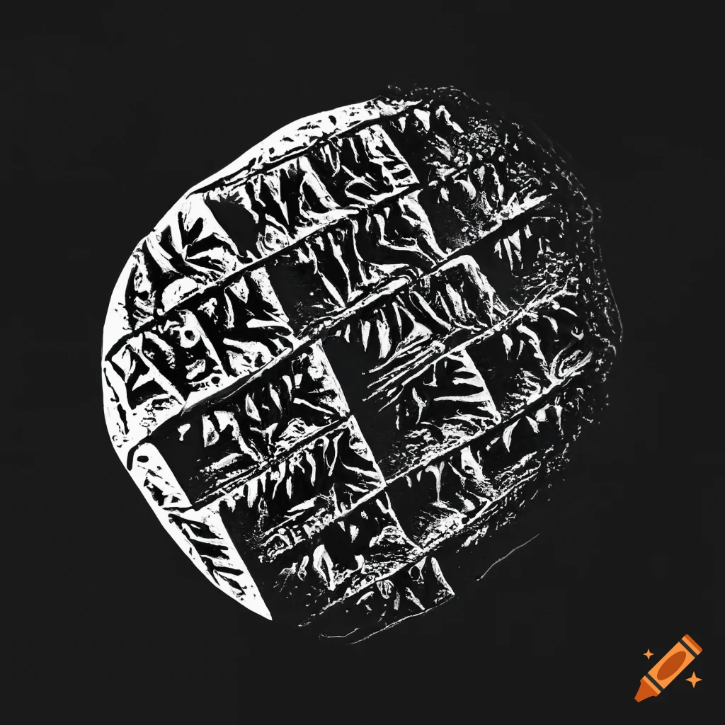 close up of ancient Cuneiform letters on stone slab